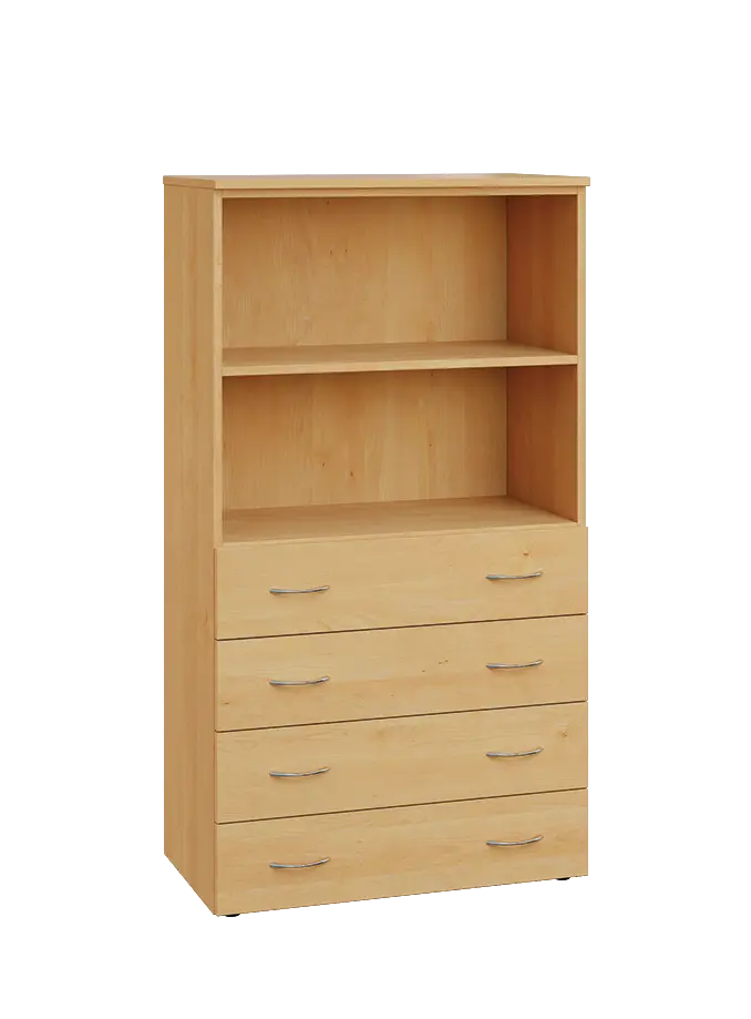 ENP 4 - 84ZN2 kancelářská skříň, 4-zásuvková/nika, 1450x800x400, javor horský