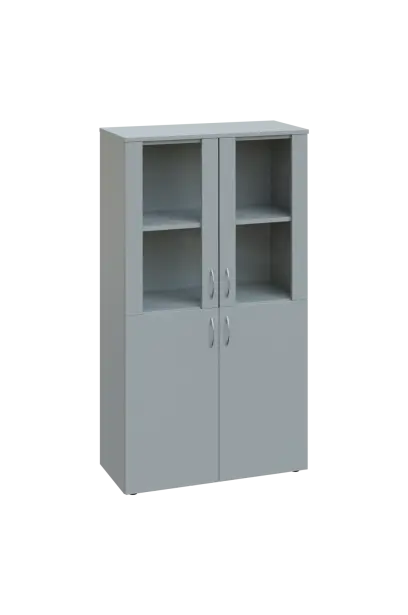 ENP 4 - 8DS kancelářská skříň, 4-dveřová/prosklená, 1450x800x400, šedá