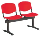 MODENA - 2, plastová lavice do čekárny, 2-sedák, červená, kostra černá