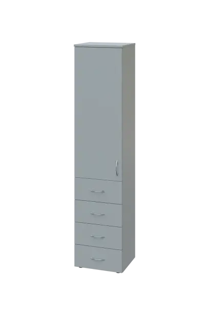 ENP 5 - 44ZD kancelářská skříň, 4-zásuvková/1-dveřová, levá, 1800x400x400, šedá