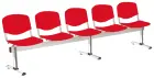 MODENA - 5, plastová lavice do čekárny, 5-sedák, červená, kostra chrom
