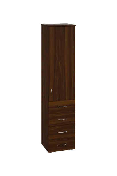 ENP 5 - 44ZD kancelářská skříň, 4-zásuvková/1-dveřová, pravá, 1800x400x400, ořech královský