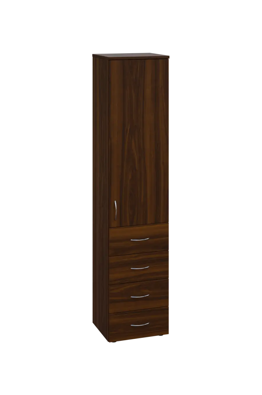 ENP 5 - 44ZD kancelářská skříň, 4-zásuvková/1-dveřová, pravá, 1800x400x400, ořech královský