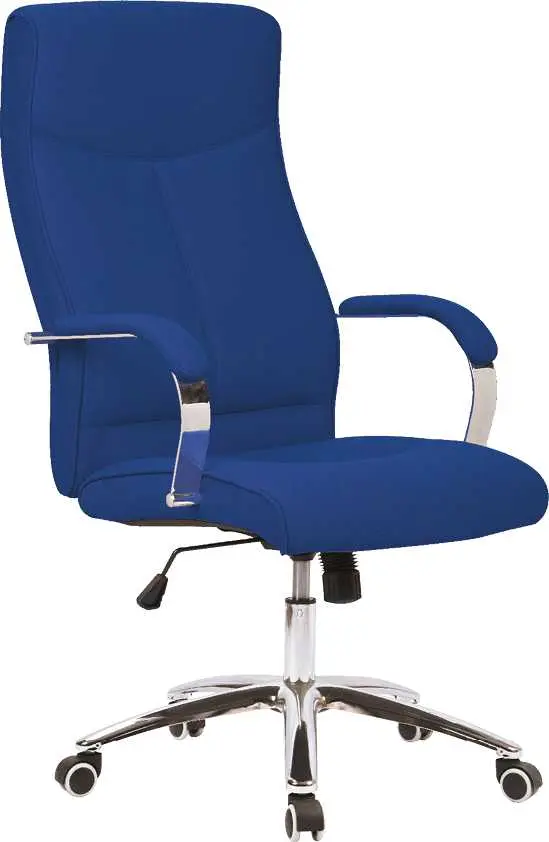 BERGAMO křeslo kancelářské, chrom kříž, kolečka uni, látka modrá