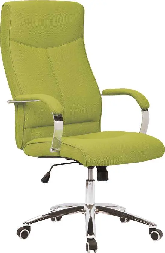 BERGAMO křeslo kancelářské, chrom kříž, kolečka uni, látka zelená