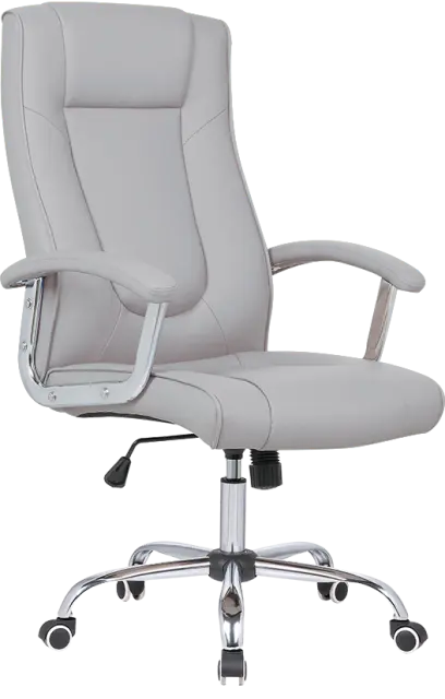 MALLORCA křeslo kancelářské, chrom kříž, kolečka uni, EKO-PU šedá