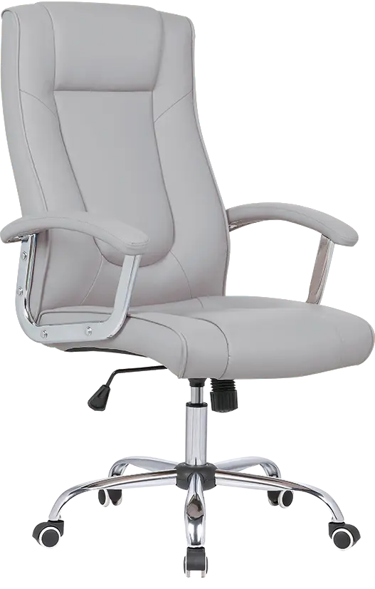 MALLORCA křeslo kancelářské, chrom kříž, kolečka uni, EKO-PU šedá