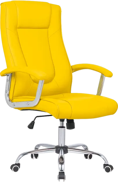 MALLORCA křeslo kancelářské, chrom kříž, kolečka uni, EKO-PU žlutá