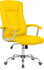 MALLORCA křeslo kancelářské, chrom kříž, kolečka uni, EKO-PU žlutá