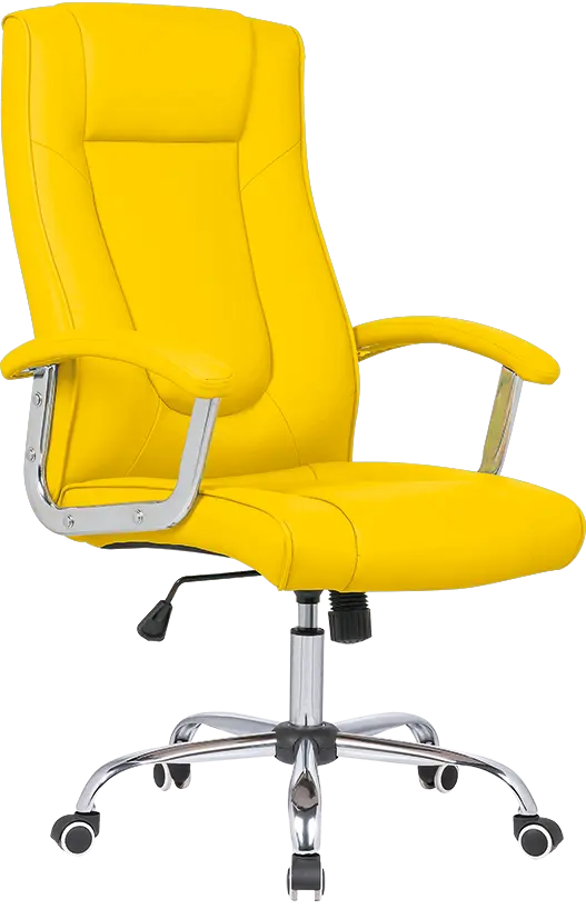 MALLORCA křeslo kancelářské, chrom kříž, kolečka uni, EKO-PU žlutá