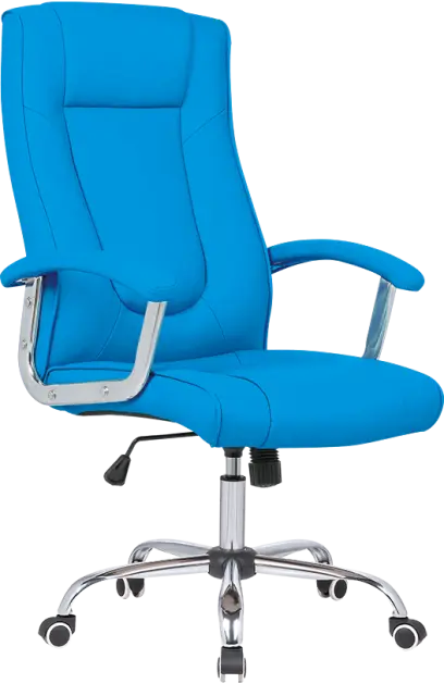 MALLORCA křeslo kancelářské, chrom kříž, kolečka uni, EKO-PU modrá