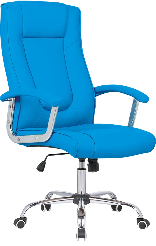 MALLORCA křeslo kancelářské, chrom kříž, kolečka uni, EKO-PU modrá