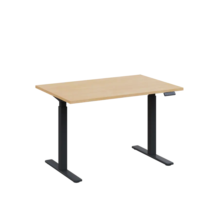 AERO 05 výškově nastavitelný stůl, kovová podnož antracit, deska 25 mm, široký 1200 mm, bříza irská