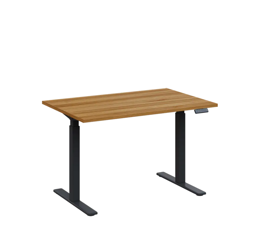 AERO 05 výškově nastavitelný stůl, kovová podnož antracit, deska 25 mm, široký 1200 mm, ořech světlý
