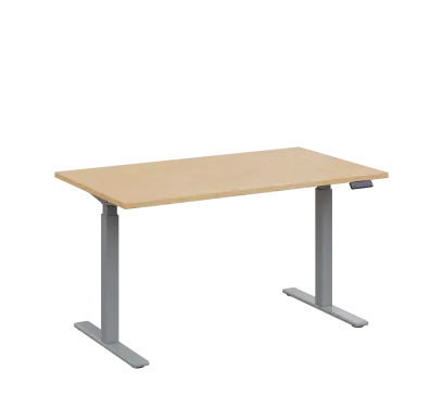 AERO 06 výškově nastavitelný stůl, kovová podnož stříbrná, deska 25 mm, široký 1400 mm, bříza irská AERO 06 výškově nastavitelný stůl, kovová podnož stříbrná, deska 25 mm, široký 1400 mm, bříza irská