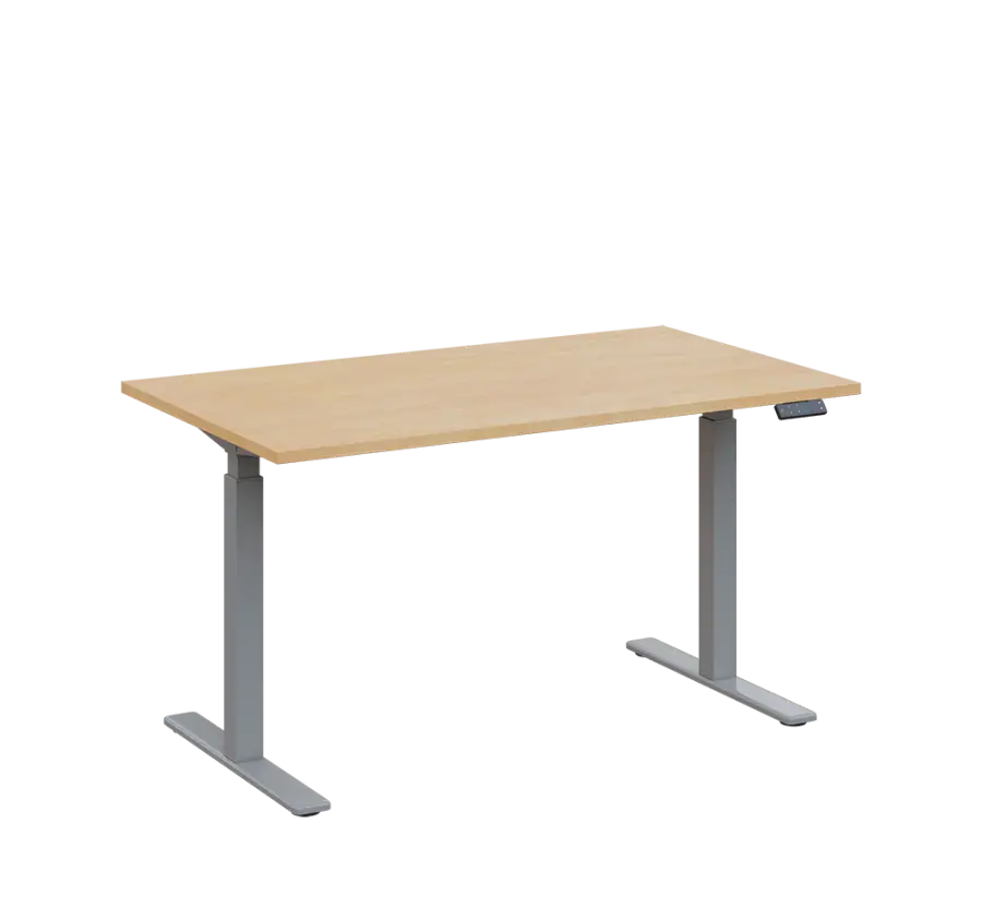 AERO 06 výškově nastavitelný stůl, kovová podnož stříbrná, deska 25 mm, široký 1400 mm, bříza irská