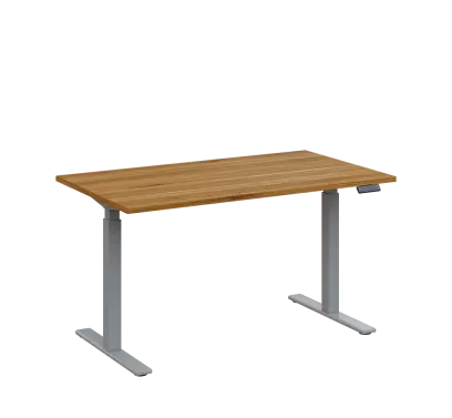 AERO 06 výškově nastavitelný stůl, kovová podnož stříbrná, deska 25 mm, široký 1400 mm, ořech světlý AERO 06 výškově nastavitelný stůl, kovová podnož stříbrná, deska 25 mm, široký 1400 mm, ořech světlý
