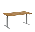 AERO 07 výškově nastavitelný stůl, kovová podnož stříbrná, deska 25 mm, široký 1600 mm, ořech světlý