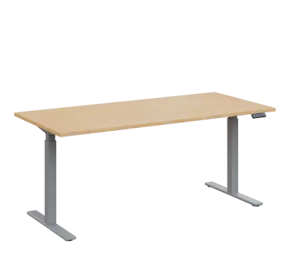 AERO 08 výškově nastavitelný stůl, kovová podnož stříbrná, deska 25 mm, široký 1800 mm, bříza irská AERO 08 výškově nastavitelný stůl, kovová podnož stříbrná, deska 25 mm, široký 1800 mm, bříza irská