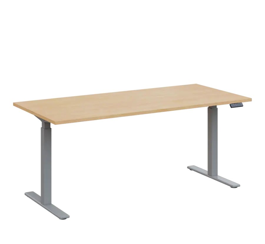 AERO 08 výškově nastavitelný stůl, kovová podnož stříbrná, deska 25 mm, široký 1800 mm, bříza irská