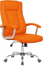 MALLORCA křeslo kancelářské, chrom kříž, kolečka uni, EKO-PU oranžová
