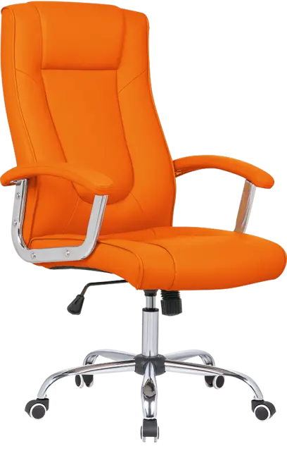 MALLORCA křeslo kancelářské, chrom kříž, kolečka uni, EKO-PU oranžová