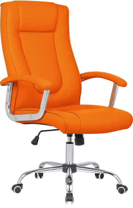 MALLORCA křeslo kancelářské, chrom kříž, kolečka uni, EKO-PU oranžová