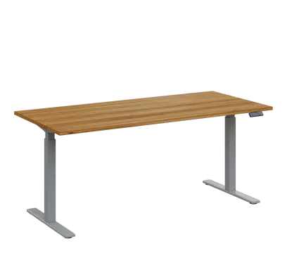 AERO 08 výškově nastavitelný stůl, kovová podnož stříbrná, deska 25 mm, široký 1800 mm, ořech světlý AERO 08 výškově nastavitelný stůl, kovová podnož stříbrná, deska 25 mm, široký 1800 mm, ořech světlý