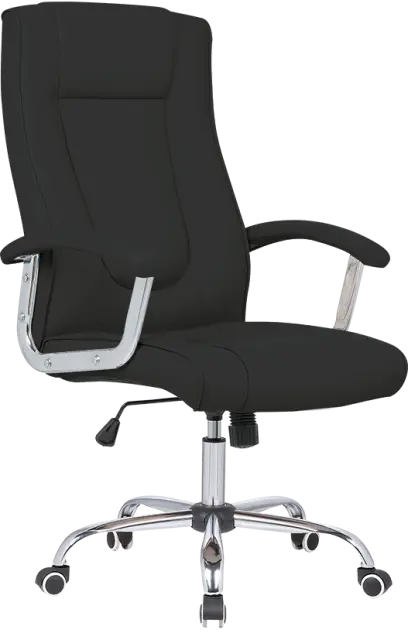 MALLORCA křeslo kancelářské, chrom kříž, kolečka uni, EKO-PU černá
