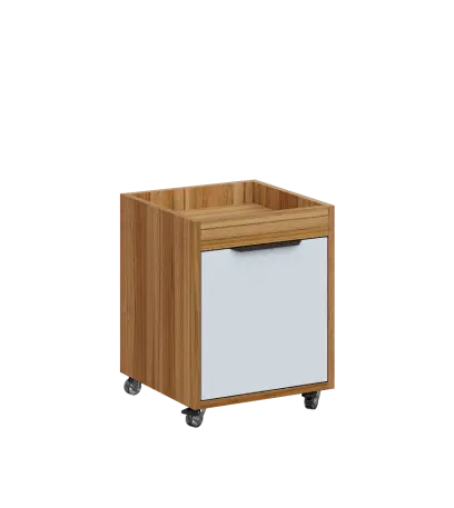 AERO 50 kontejner pojízdný, 1-zásuvkový, zámek, platinově bílá/ořech světlý