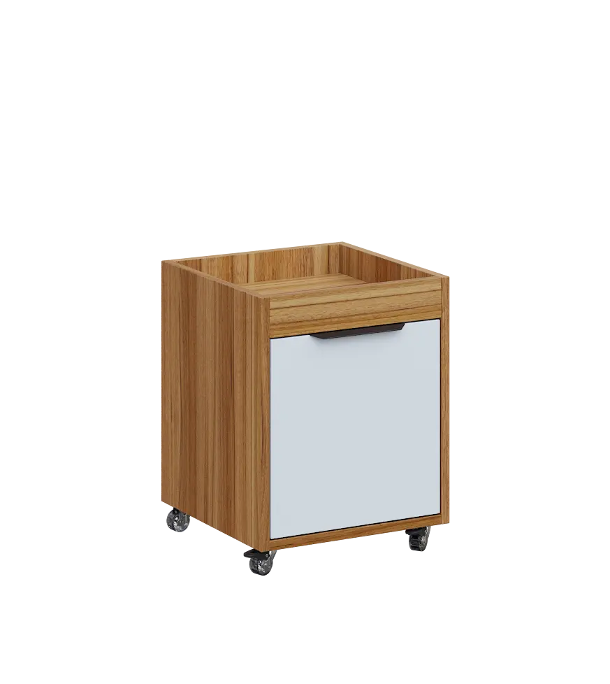 AERO 50 kontejner pojízdný, 1-zásuvkový, zámek, platinově bílá/ořech světlý