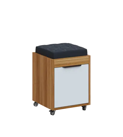 AERO 51 kontejner pojízdný s černým polštářkem, 1-zásuvkový, zámek, platinově bílá/ořech světlý