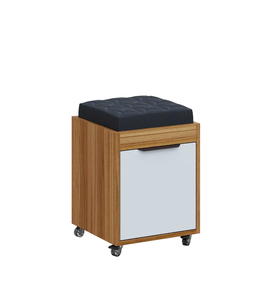 AERO 51 kontejner pojízdný s černým polštářkem, 1-zásuvkový, zámek, platinově bílá/ořech světlý