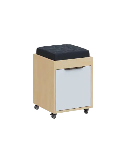 AERO 51 kontejner pojízdný s černým polštářkem, 1-zásuvkový, zámek, platinově bílá/bříza irská