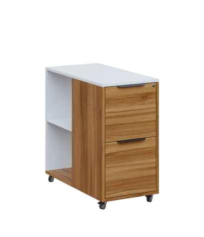 AERO 21 kancelářská skříň, 2-zásuvková/2 niky, 750x400x800, kolečka, platinově bílá/ořech světlý AERO 21 kancelářská skříň, 2-zásuvková/2 niky, 750x400x800, kolečka, platinově bílá/ořech světlý