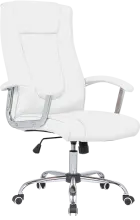 MALLORCA křeslo kancelářské, chrom kříž, kolečka uni, EKO-PU bílá