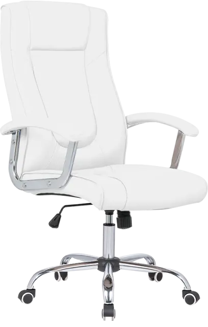 MALLORCA křeslo kancelářské, chrom kříž, kolečka uni, EKO-PU bílá