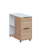 AERO 21 kancelářská skříň, 2-zásuvková/2 niky, 750x400x800, kolečka, platinově bílá/dub bardolino