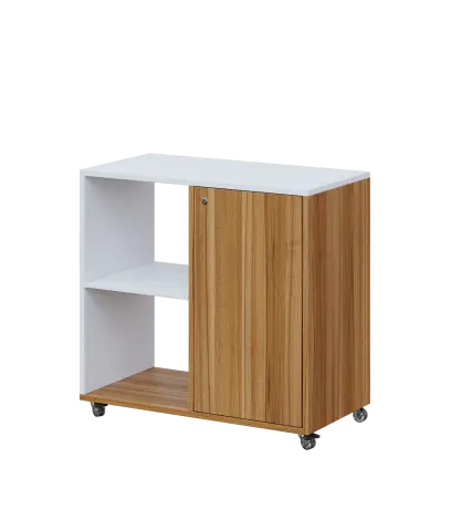 AERO 23 L kancelářská skříň, 1-dveřová/2 niky, levá, 750x800x400, kolečka, platinově bílá/ořech svět AERO 23 L kancelářská skříň, 1-dveřová/2 niky, levá, 750x800x400, kolečka, platinově bílá/ořech světlý