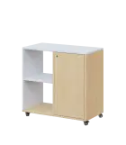 AERO 23 L kancelářská skříň, 1-dveřová/2 niky, levá, 750x800x400, kolečka, platinově bílá/bříza irsk