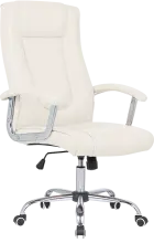 MALLORCA křeslo kancelářské, chrom kříž, kolečka uni, EKO-PU slonová kost