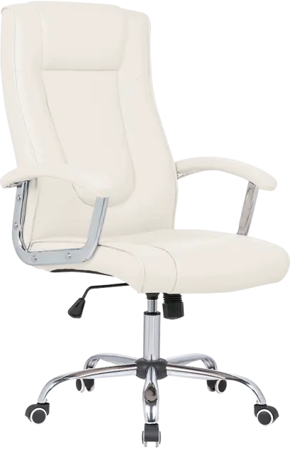 MALLORCA křeslo kancelářské, chrom kříž, kolečka uni, EKO-PU slonová kost