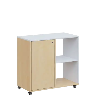 AERO 23 P kancelářská skříň, 1-dveřová/2 niky, pravá, 750x800x400, kolečka, platinově bílá/bříza irs AERO 23 P kancelářská skříň, 1-dveřová/2 niky, pravá, 750x800x400, kolečka, platinově bílá/bříza irská