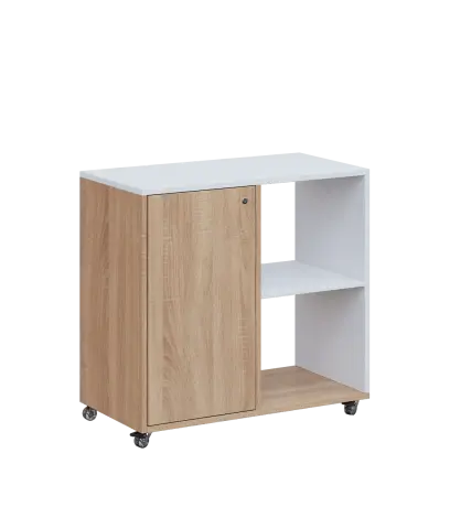 AERO 23 P kancelářská skříň, 1-dveřová/2 niky, pravá, 750x800x400, kolečka, platinově bílá/dub bardo AERO 23 P kancelářská skříň, 1-dveřová/2 niky, pravá, 750x800x400, kolečka, platinově bílá/dub bardolino