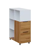 AERO 31 kancelářská skříň, 2-zásuvková/4 niky, 1100x400x800, kolečka, platinově bílá/ořech světlý