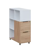 AERO 31 kancelářská skříň, 2-zásuvková/4 niky, 1100x400x800, kolečka, platinově bílá/dub bardolino