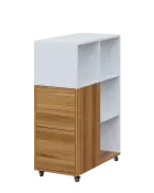 AERO 32 L kancelářská skříň, 2-dveřová/4 niky, levá, 1100x400x800, kolečka, platinově bílá/ořech svě