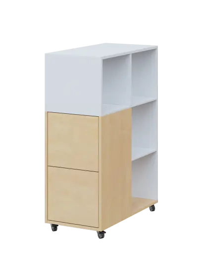 AERO 32 L kancelářská skříň, 2-dveřová/4 niky, levá, 1100x400x800, kolečka, platinově bílá/bříza svě AERO 32 L kancelářská skříň, 2-dveřová/4 niky, levá, 1100x400x800, kolečka, platinově bílá/bříza světlá