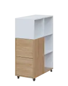 AERO 32 L kancelářská skříň, 2-dveřová/4 niky, levá, 1100x400x800, kolečka, platinově bílá/dub bardo