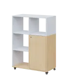 AERO 33 L kancelářská skříň, 1-dveřová/4 niky, levá, 1100x800x400, kolečka, platinově bílá/bříza irs